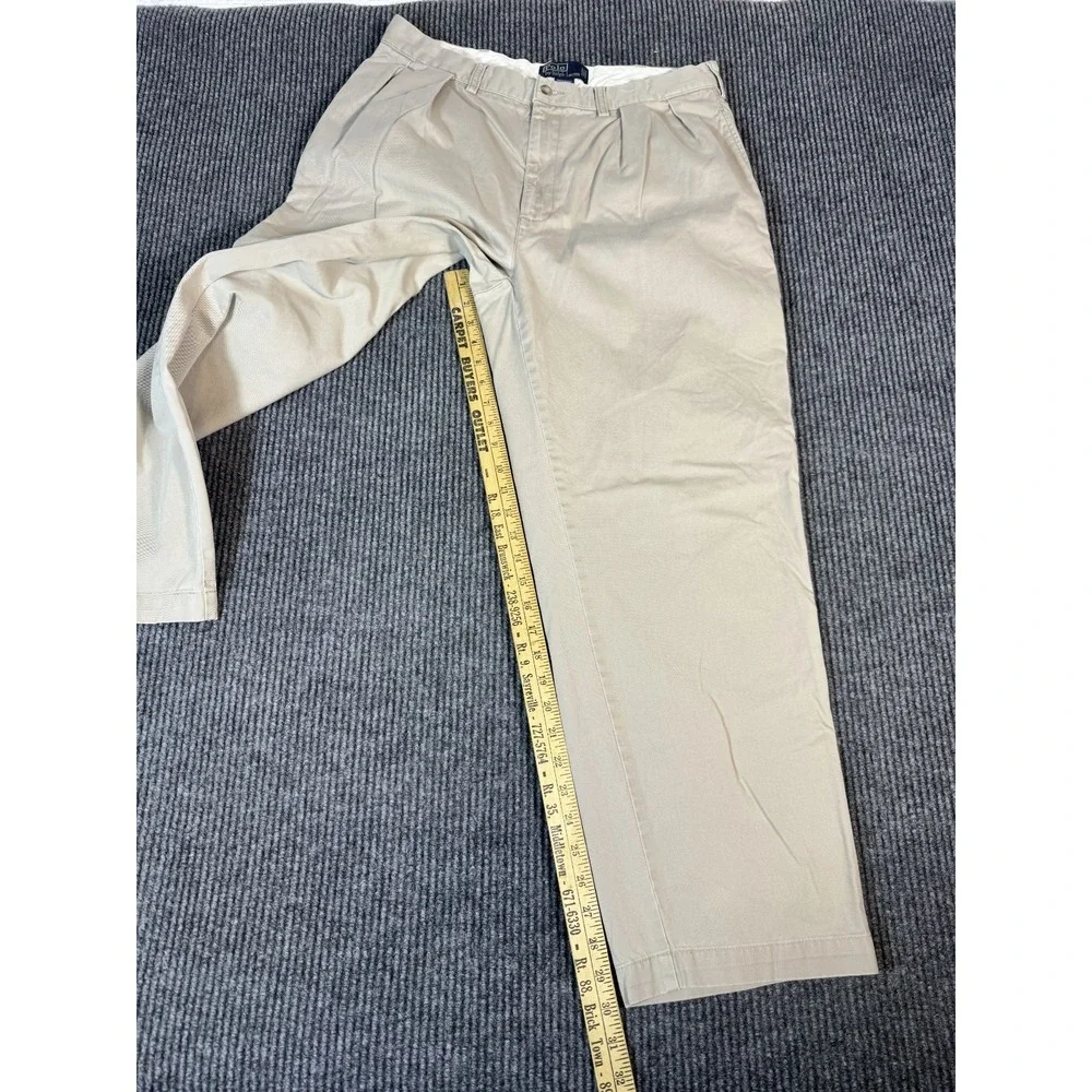 Polo Ralph Lauren Andrew Pants Mens Size 34x30 Khaki Vintage Baggy Pleated Chino